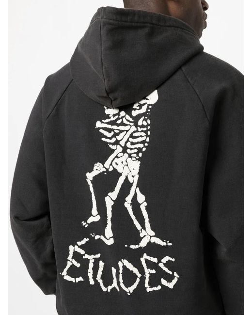 Etudes Studio Black Logo-Print Drawstring Hoodie for men