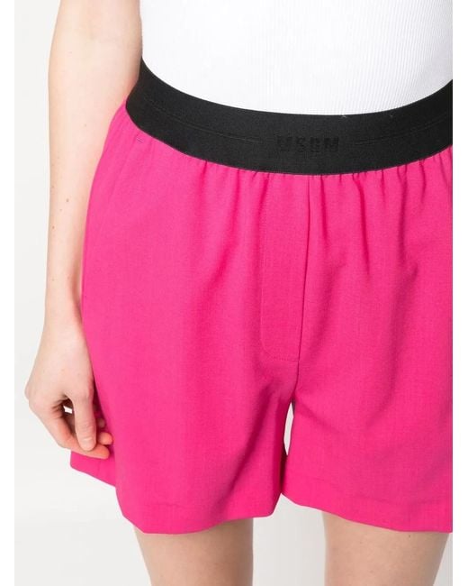 MSGM Shorts Met Logoband in het Pink