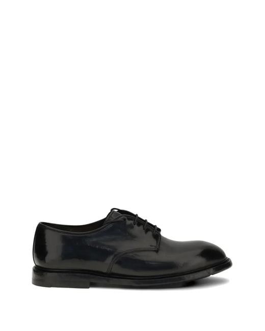 Premiata Black Polished-Finish Derby Shoes for men