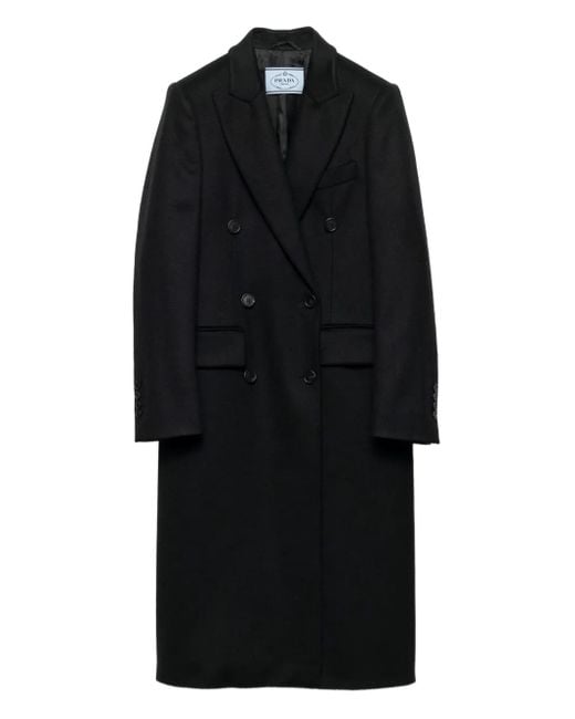 Prada Black Peak-Lapels Coat