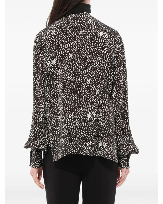 Givenchy Gray Leopard-Print Scarf-Detail Shirt