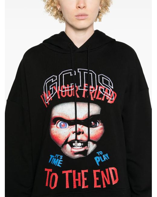 Gcds Black Short Dress With Hood X Universal Chucky