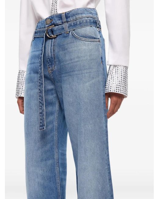 Pinko Blue Belted Turned-Up Jeans