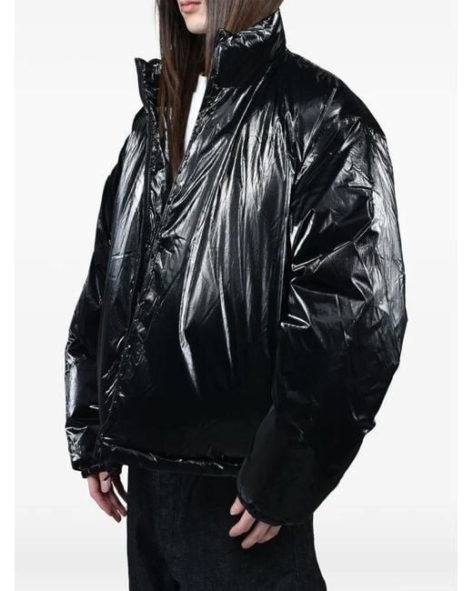 Essentials Black Logo-Print Puffer Jacket for men