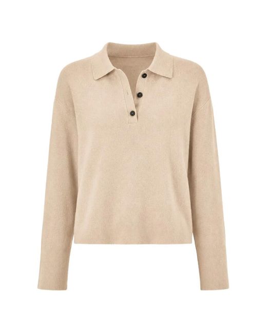 Arlo Mott Natural Berry Polo-Collar Sweater