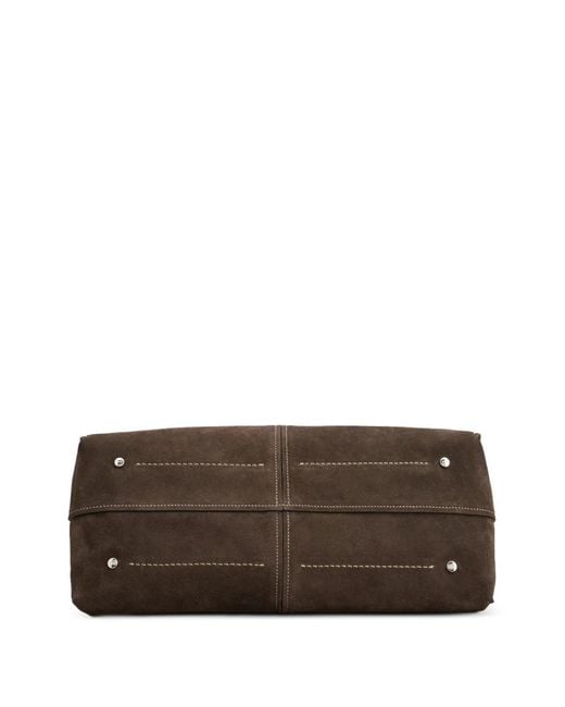 Tod's Brown Suede Logo-Patch Tote Bag