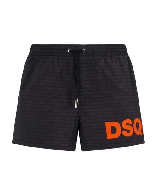DSquared² Blue Logo-Print Swim Shorts for men