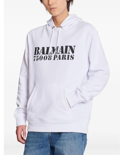 メンズ Balmain ロゴ パーカー White