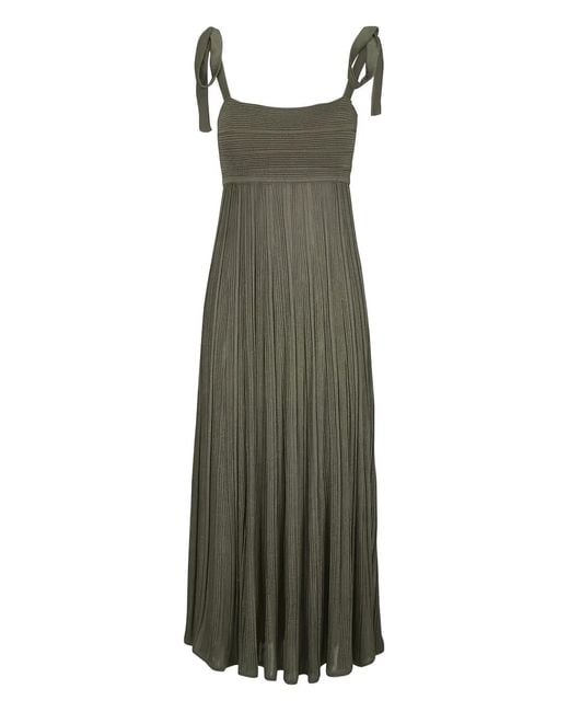 Zimmermann Green Wanderlust Tie-Shoulder Pleated Midi Dress