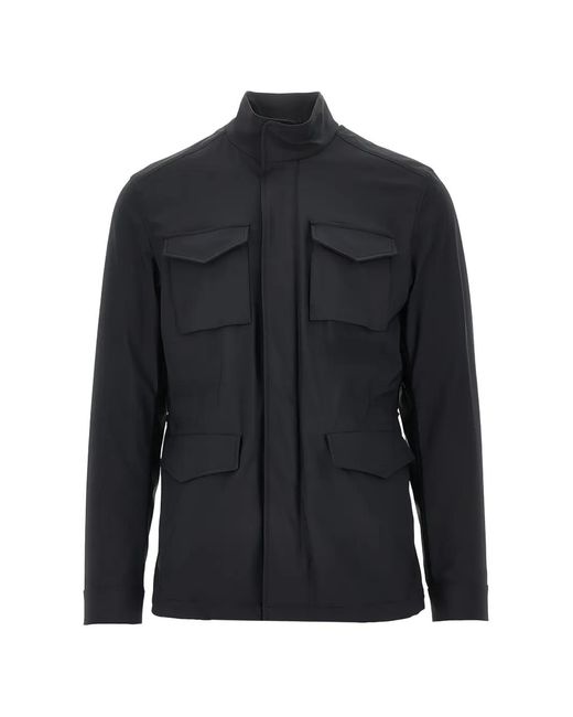 Chaqueta Estilo Militar Con Cuello Alto Herno de hombre de color Blue