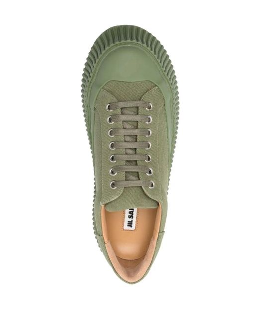 Jil Sander Green Round-Toe Chunky-Sole Sneakers