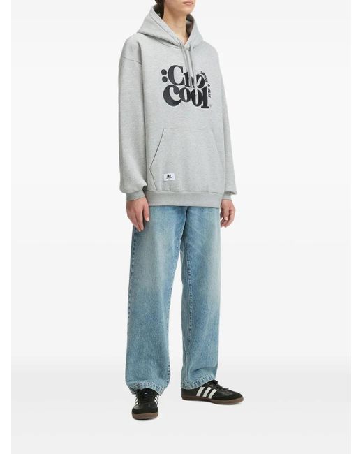 Chocoolate Gray Logo-Print Hoodie for men