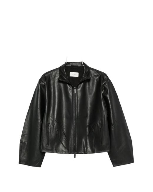St. Agni Black Cocoon Leather Jacket