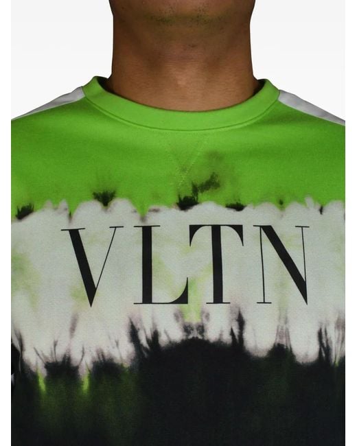Valentino Garavani Green Tie-Dye Vltn-Printed Sweater for men