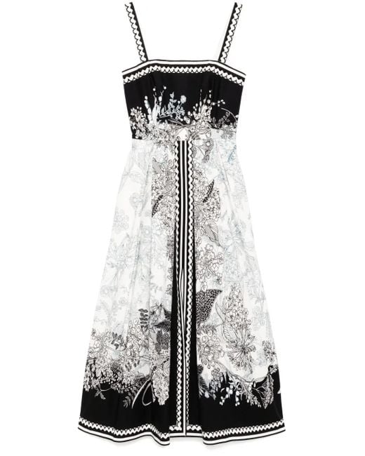 Elie Saab White Printed Cotton Dress