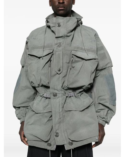 Maison Margiela Gray Hooded Multi-Pocket Coat for men