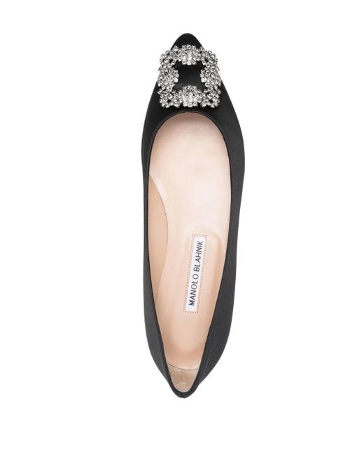 Manolo Blahnik Black Hangisi Flat Ballerina Shoes