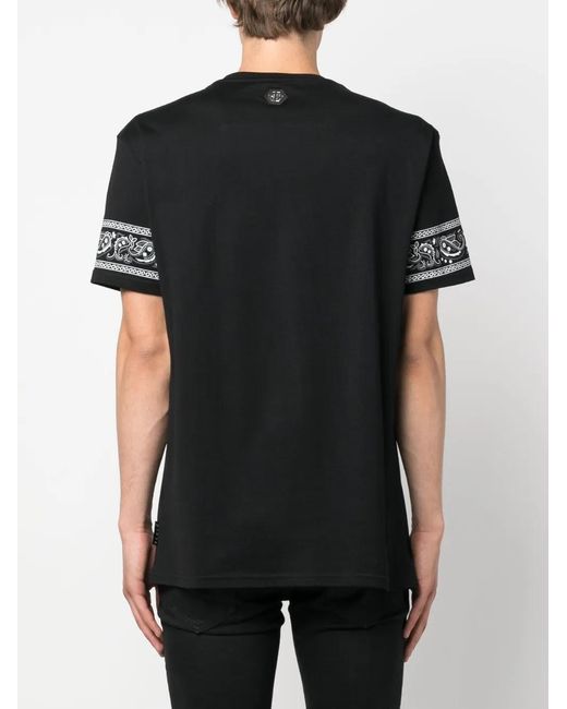Philipp Plein Black Ss Logo-Print T-Shirt for men