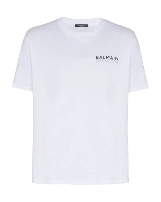 Balmain White Print T-Shirt for men