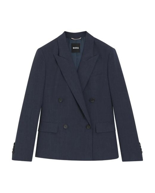 Boss Blue Double-Breasted Pocket Blazer