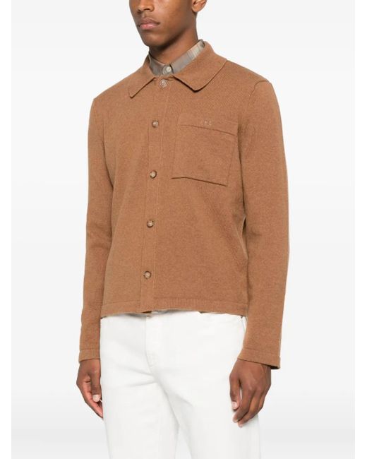 A.P.C. Brown Buttoned Patch-Pocket Cardigan for men