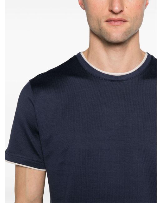 T-shirt en coton à design superposé Eleventy pour homme en coloris Blue