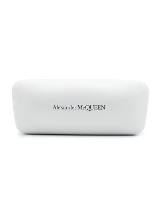 McQueen Gray Skull-Stud Shield-Frame Sunglasses
