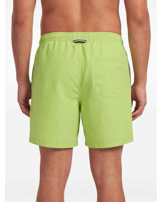 Fred Perry Green Logo-Embroidered Drawstring Swim Shorts for men