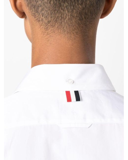 Thom Browne White Logo-patch Cotton Shirt for men
