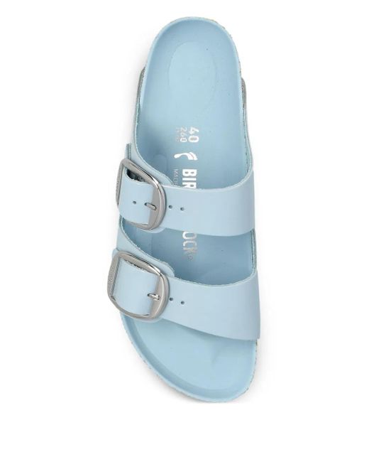 Birkenstock Blue Arizona Big Buckle Patent Leather Sandals