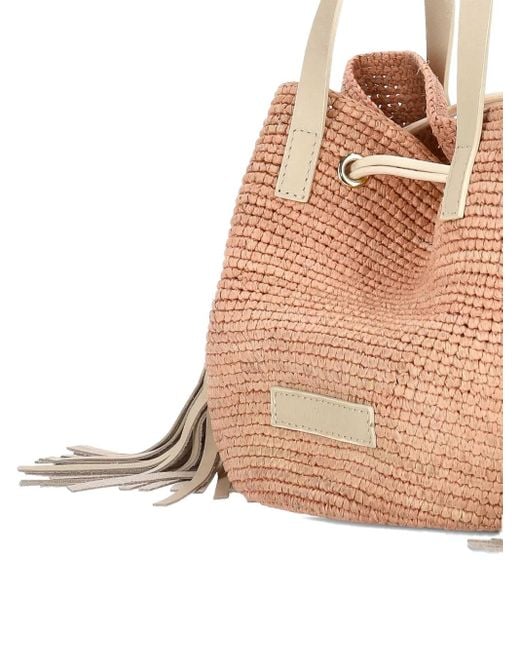 Logo-Patch Raffia Tote Bag di Catarzi in Natural