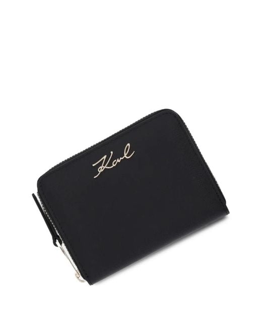 Karl Lagerfeld Black Logo Zip Wallet