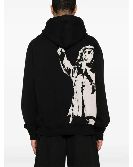 Junya Watanabe Black Printed Cotton Hoodie for men
