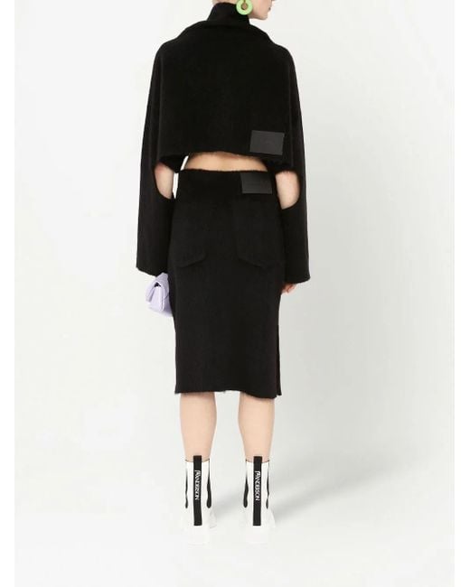 J.W. Anderson Black Wool-Blend Midi Pencil Skirt