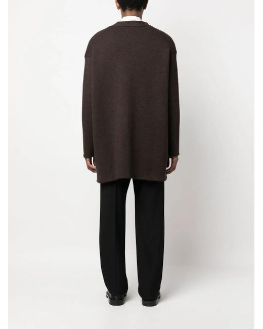 Jil Sander Black Oversize V-Neck Cardigan for men