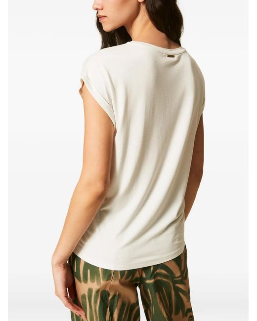 Twinset White Print Embroidered T-Shirt