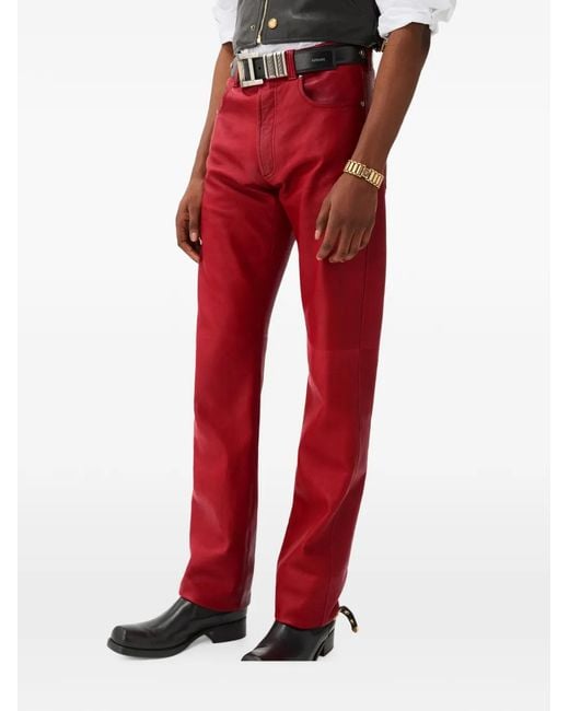 Versace Red Leather Pants for men