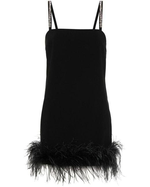 Pinko Black Trebbiano Feather-trim Dress
