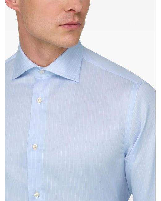 Boggi Blue Striped Windsor-Collar Shirt for men