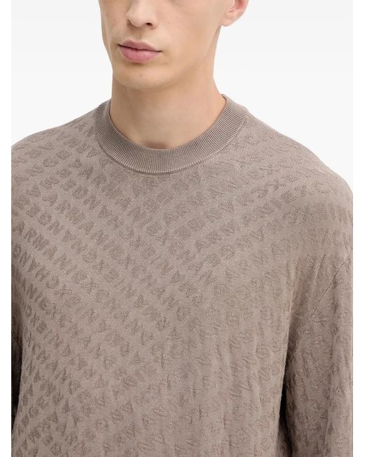 ARMANI EXCHANGE Gray Patterned Crew-Neck Sweater for men
