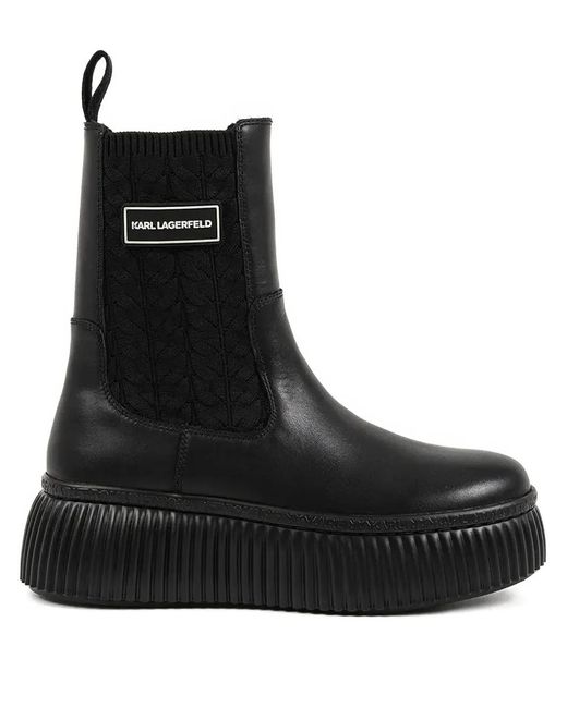 Karl Lagerfeld Black Kreeper Lo Ribbed Platform Boots