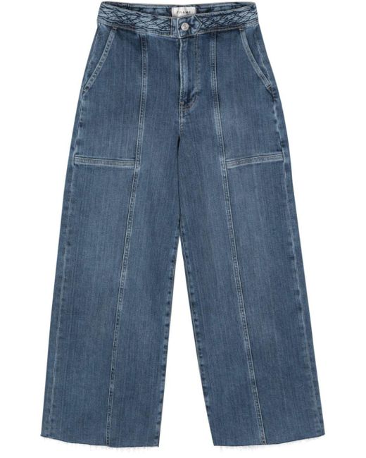 FRAME Blue Braided-waistband Wide-leg Jeans