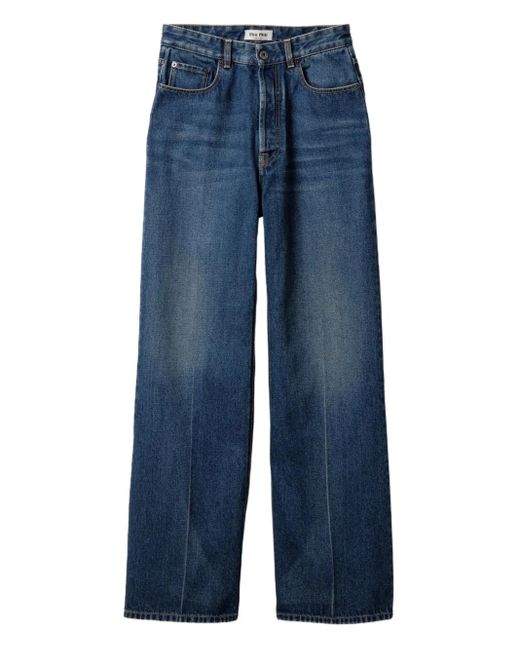 Jeans Con Applicazione di Miu Miu in Blue