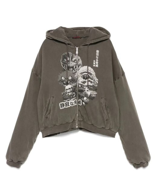 LỰU ĐẠN Gray Padded Hoodie for men
