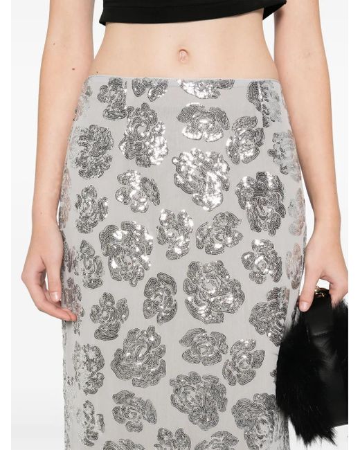ROTATE BIRGER CHRISTENSEN Gray Chiffon-Midirock Mit Pailletten