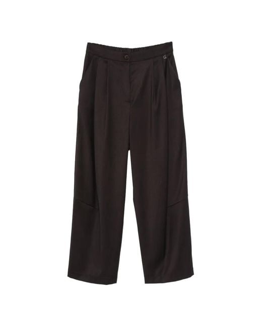 Dixie Black Pleated Straight-Leg Trousers