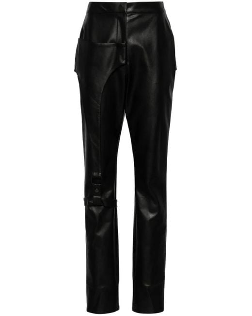 Elena Velez Black Moto Faux-Leather Trousers