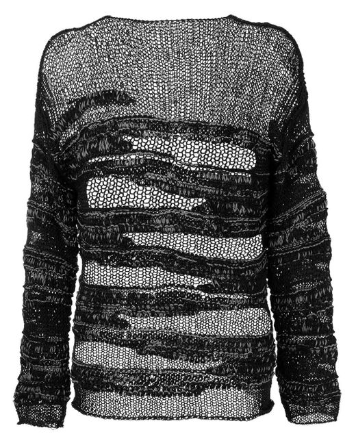 Isabel Benenato Cotton Ripped Open-knit 