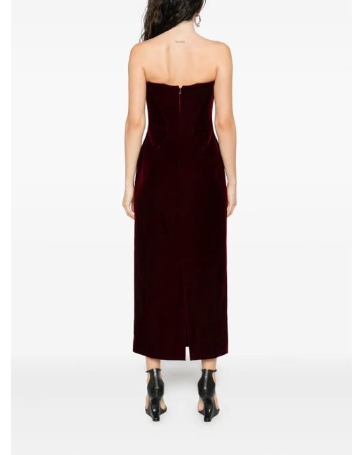 Mugler Purple Burgundy Velvet Midi Dress