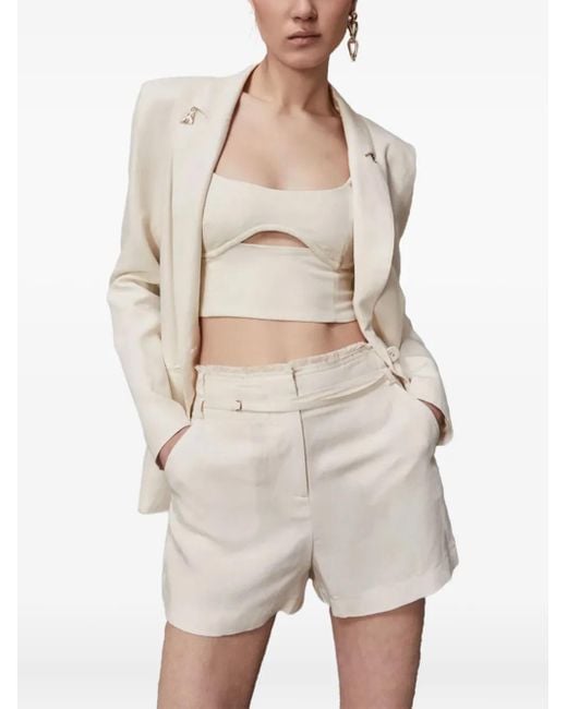 Patrizia Pepe Natural High-Waist Belt Detail Shorts